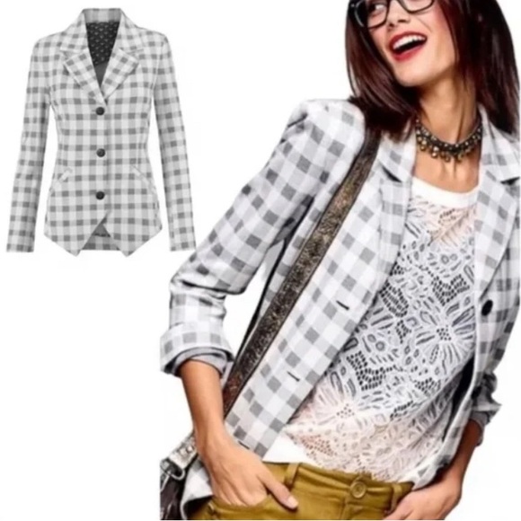 CAbi 5292 Valentina Blazer Plaid/Gingham Jacket Button Closure Long Sleeve Sz 10 - Picture 5 of 16